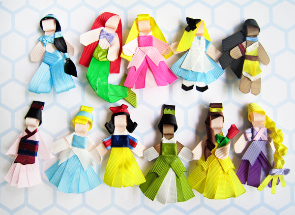 disney princess hair clips handcrafted ribbon sculptures